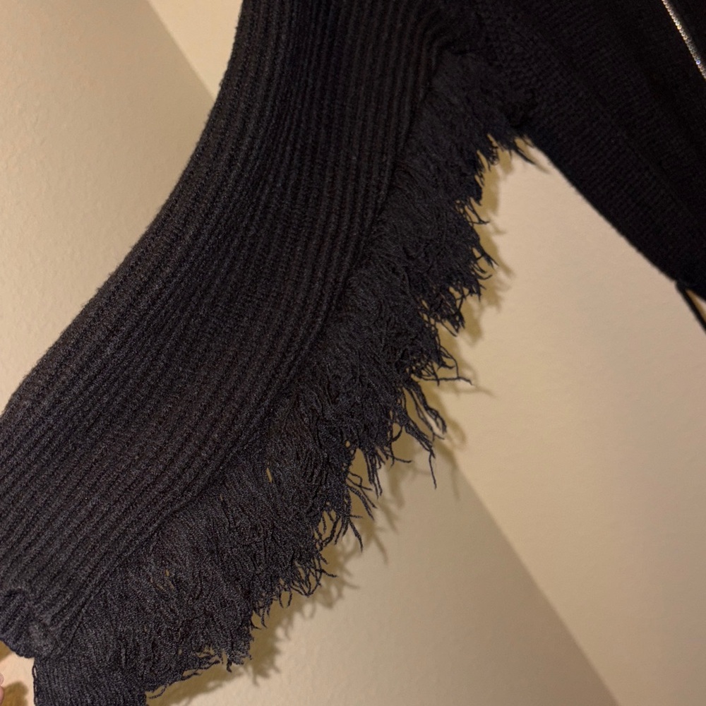 Love Sense Black Fringe Hoodie Bodysuit with Belt Size M Thick Stretchy - Picture 4 of 6